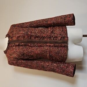 Chico’s Brown-multi Sparkle Tweed Jacket size 0